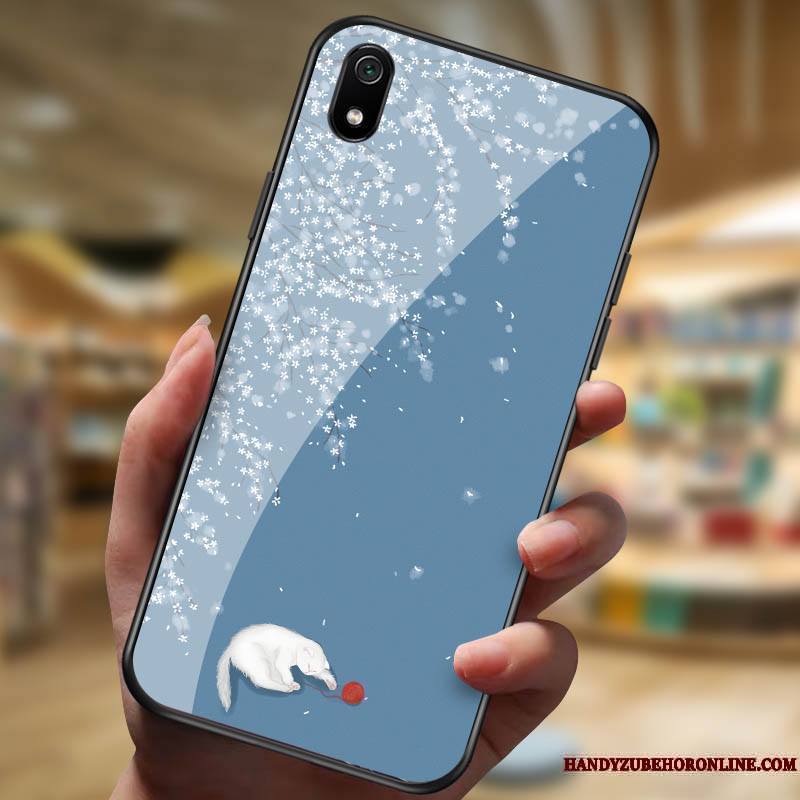 Redmi 7a Dessin Animé Noir Créatif Étui Coque De Téléphone Difficile Verre