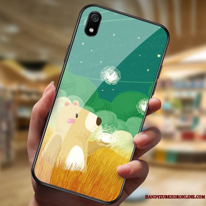 Redmi 7a Dessin Animé Noir Créatif Étui Coque De Téléphone Difficile Verre