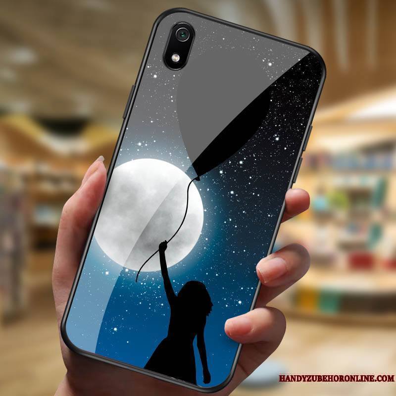 Redmi 7a Dessin Animé Noir Créatif Étui Coque De Téléphone Difficile Verre