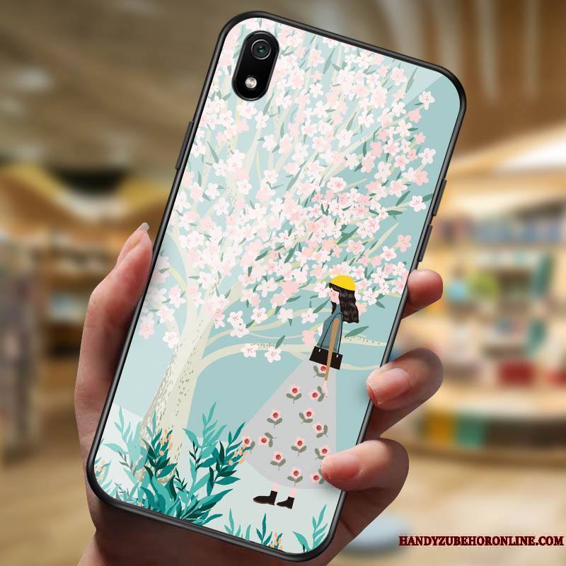 Redmi 7a Dessin Animé Noir Créatif Étui Coque De Téléphone Difficile Verre