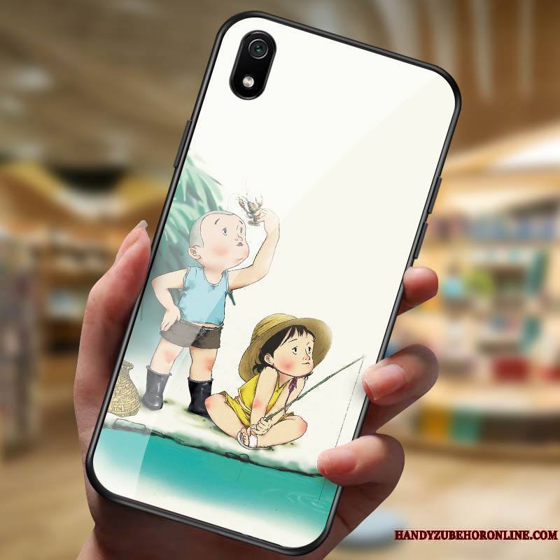 Redmi 7a Dessin Animé Noir Créatif Étui Coque De Téléphone Difficile Verre