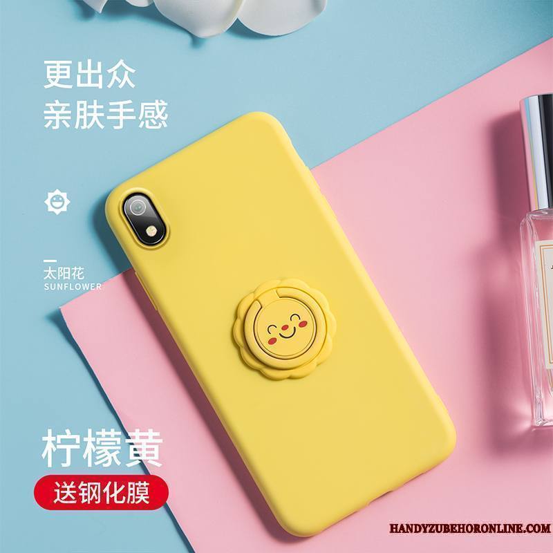 Redmi 7a Frais Coque De Téléphone Silicone Jaune Anneau Fluide Doux Rouge