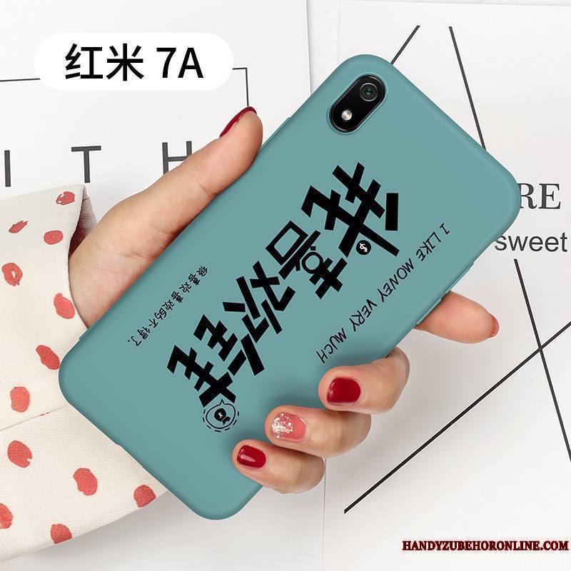 Redmi 7a Protection Marque De Tendance Rose Rouge Silicone Coque Personnalité