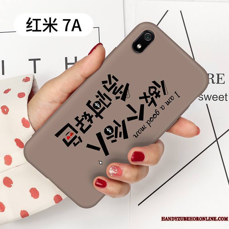 Redmi 7a Protection Marque De Tendance Rose Rouge Silicone Coque Personnalité