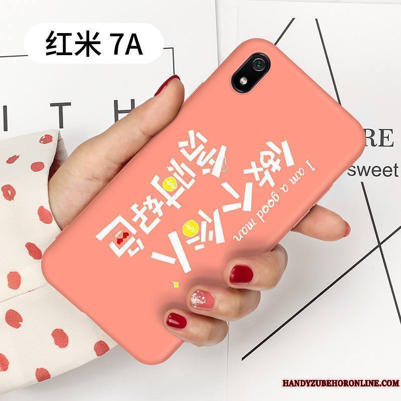 Redmi 7a Protection Marque De Tendance Rose Rouge Silicone Coque Personnalité