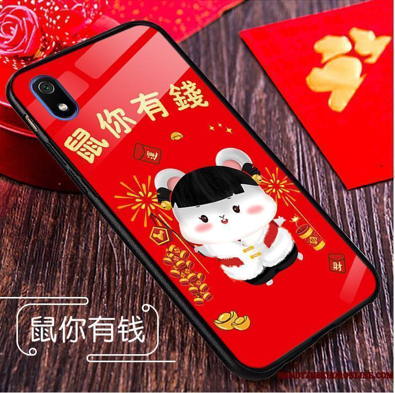 Redmi 7a Rat Dessin Animé Nouveau Étui Coque De Téléphone Verre Rouge