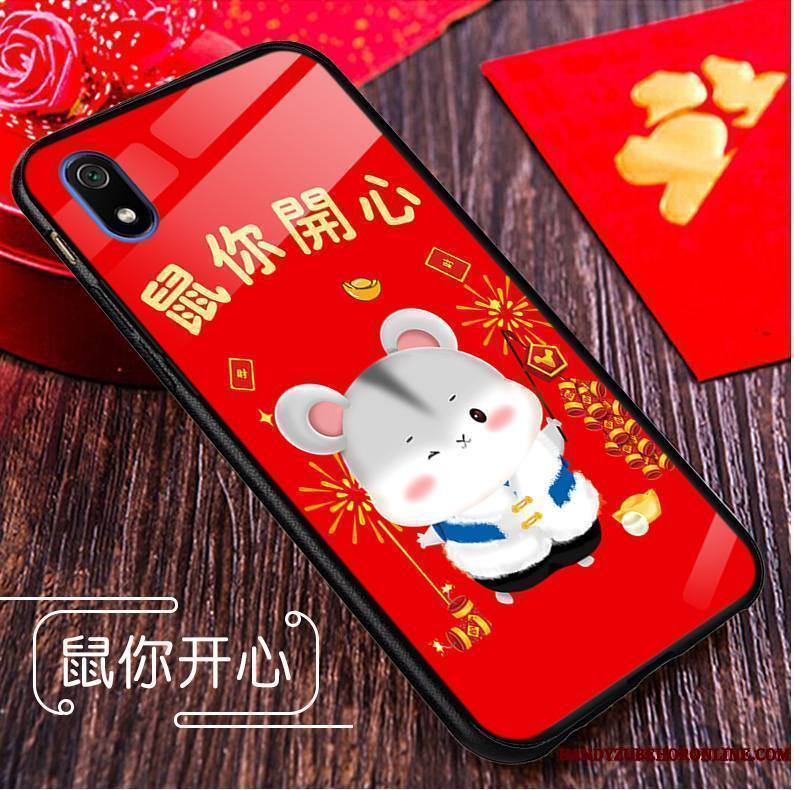 Redmi 7a Rat Dessin Animé Nouveau Étui Coque De Téléphone Verre Rouge