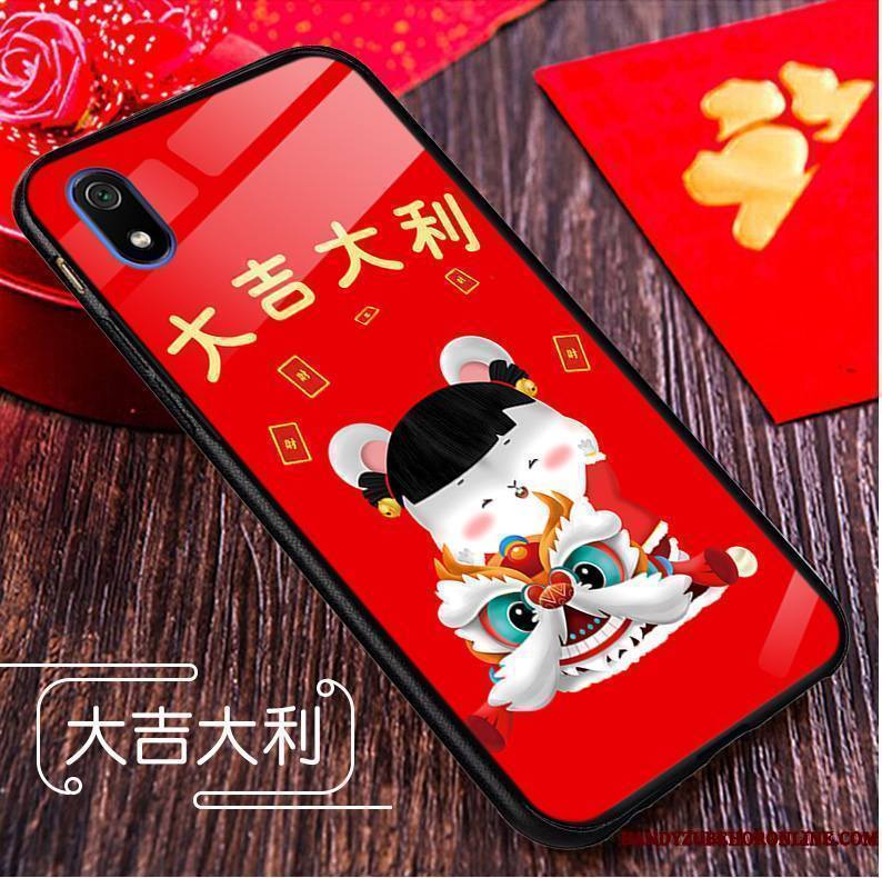 Redmi 7a Rat Dessin Animé Nouveau Étui Coque De Téléphone Verre Rouge