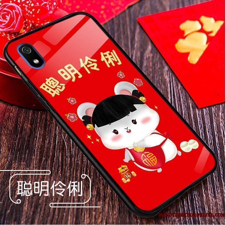 Redmi 7a Rat Dessin Animé Nouveau Étui Coque De Téléphone Verre Rouge