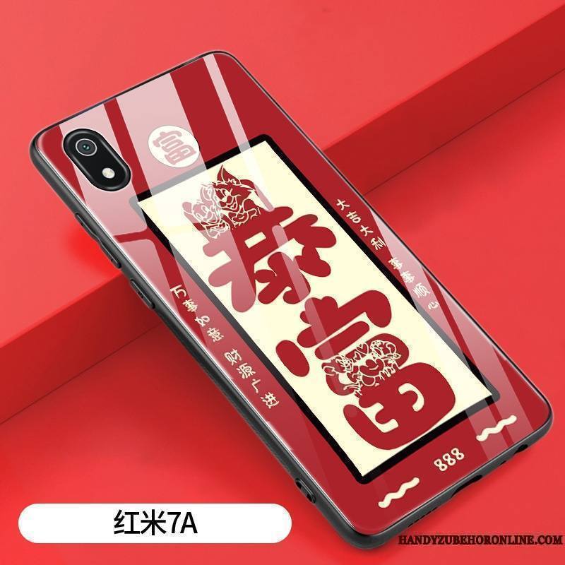 Redmi 7a Richesse Miroir Tendance Silicone Rouge Amoureux Coque De Téléphone