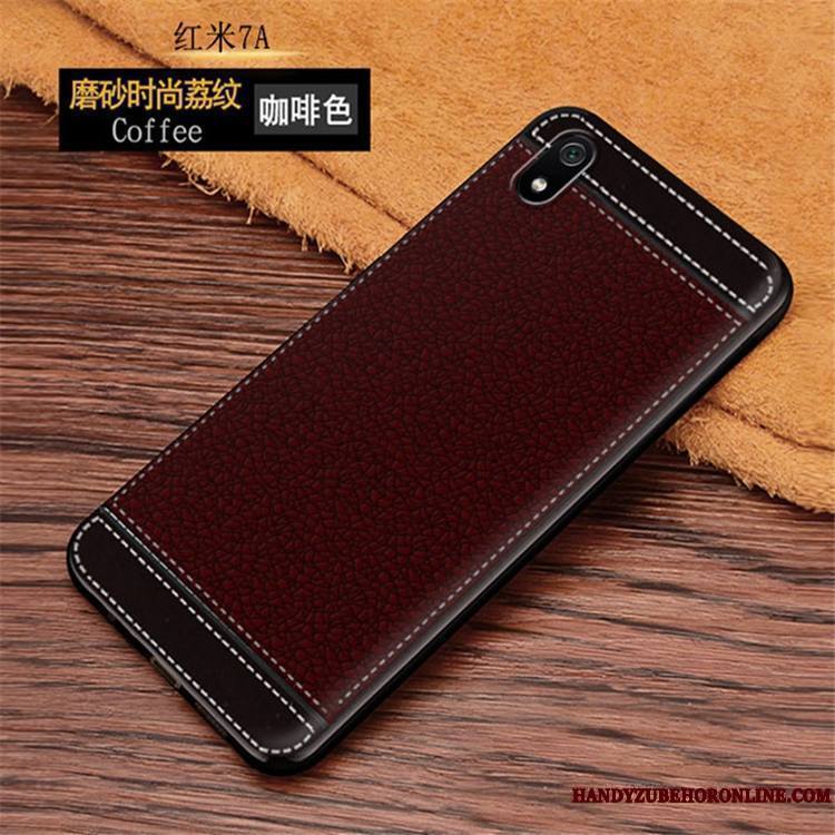 Redmi 7a Rouge Délavé En Daim Coque De Téléphone Tendance Incassable Fluide Doux Marque De Tendance