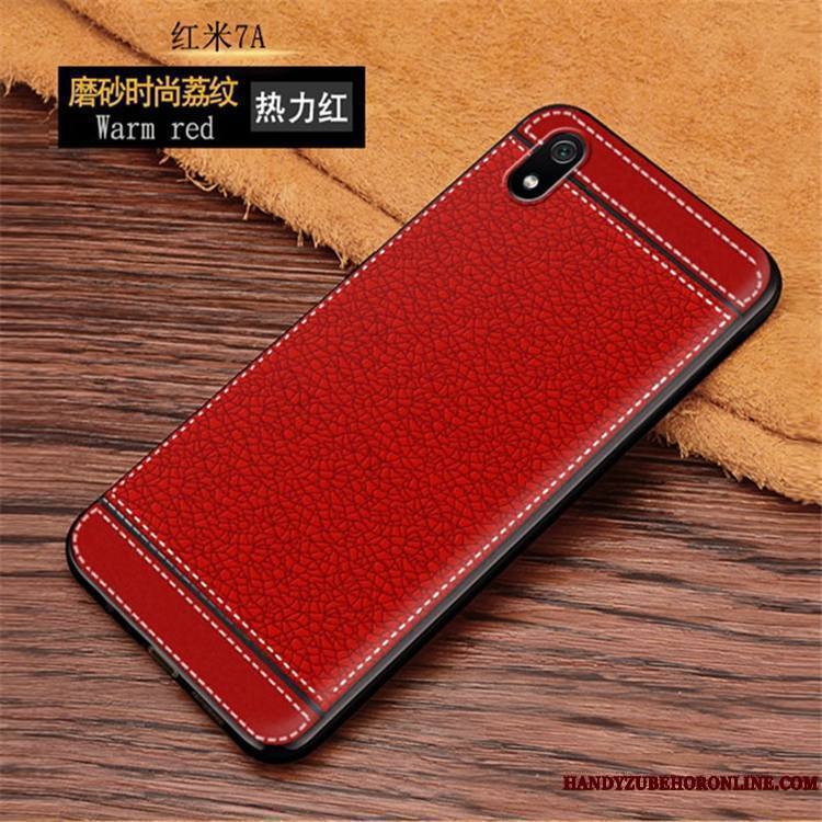 Redmi 7a Rouge Délavé En Daim Coque De Téléphone Tendance Incassable Fluide Doux Marque De Tendance