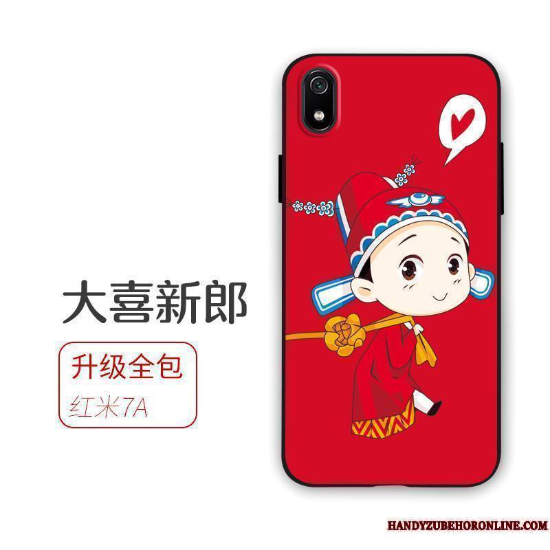 Redmi 7a Rouge Fluide Doux Étui Amoureux Coque De Téléphone Incassable