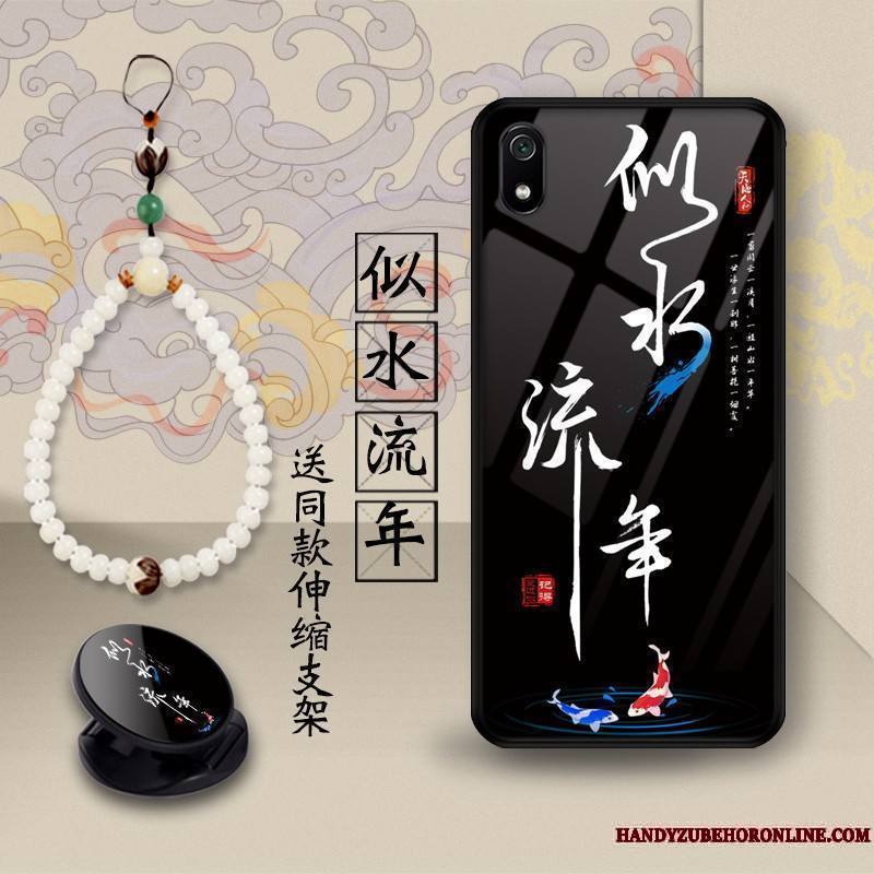 Redmi 7a Tendance Verre Rouge Coque De Téléphone Créatif Dragon Support