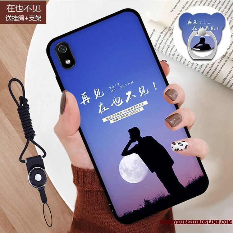 Redmi 7a Étui Créatif Dessin Animé Peinture Incassable Coque Bleu