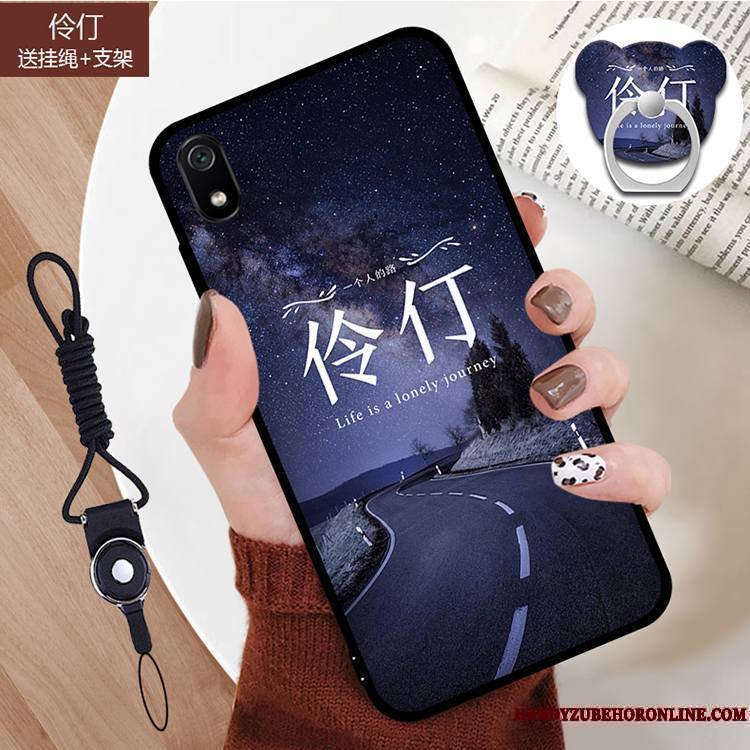 Redmi 7a Étui Créatif Dessin Animé Peinture Incassable Coque Bleu