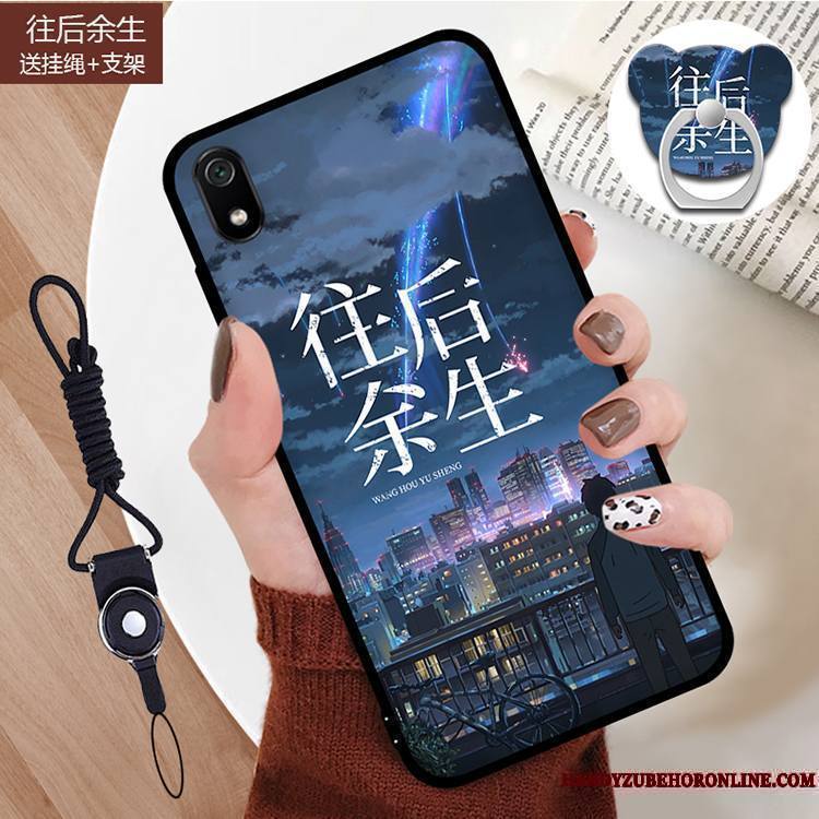 Redmi 7a Étui Créatif Dessin Animé Peinture Incassable Coque Bleu