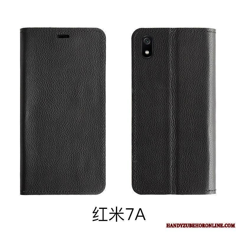 Redmi 7a Étui Cuir Véritable Modèle Fleurie Protection Support Coque De Téléphone Petit