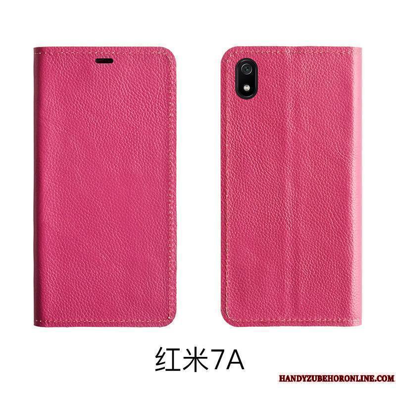 Redmi 7a Étui Cuir Véritable Modèle Fleurie Protection Support Coque De Téléphone Petit