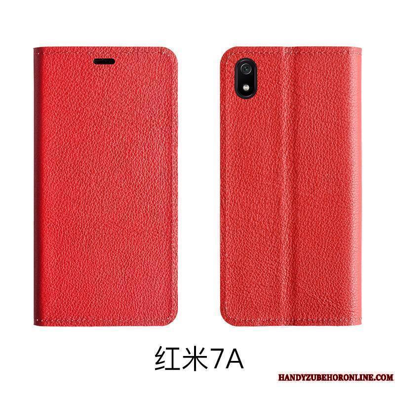 Redmi 7a Étui Cuir Véritable Modèle Fleurie Protection Support Coque De Téléphone Petit