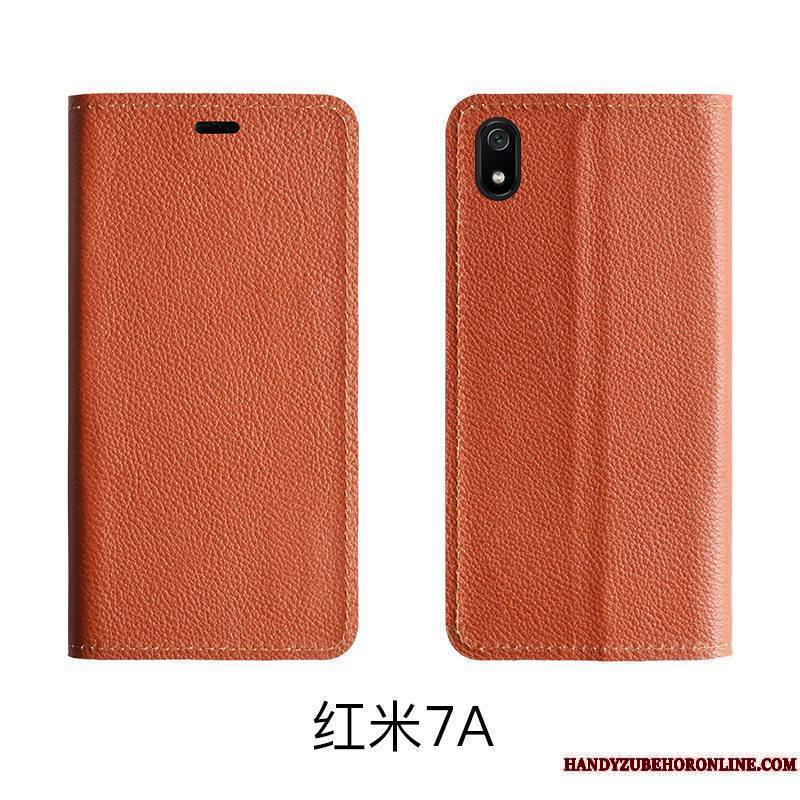 Redmi 7a Étui Cuir Véritable Modèle Fleurie Protection Support Coque De Téléphone Petit