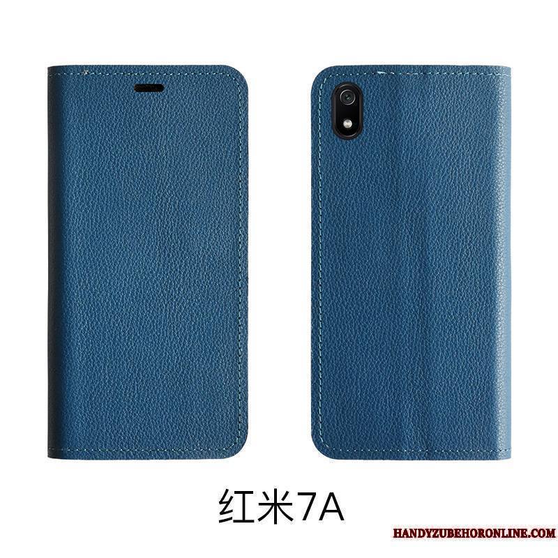 Redmi 7a Étui Cuir Véritable Modèle Fleurie Protection Support Coque De Téléphone Petit