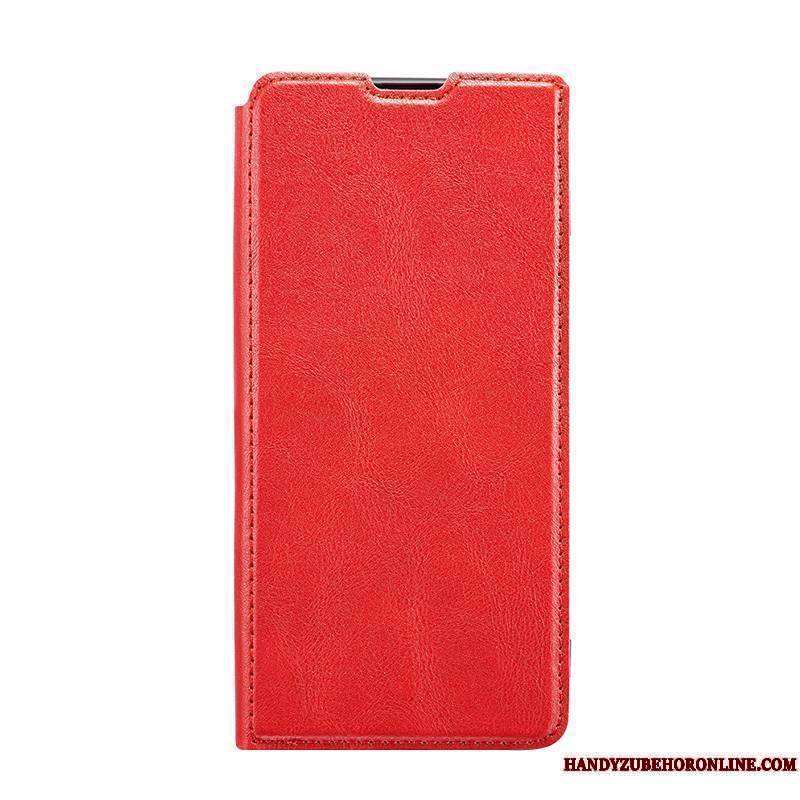 Redmi 7a Étui En Cuir Gris Petit Business Bovins Rouge Coque De Téléphone