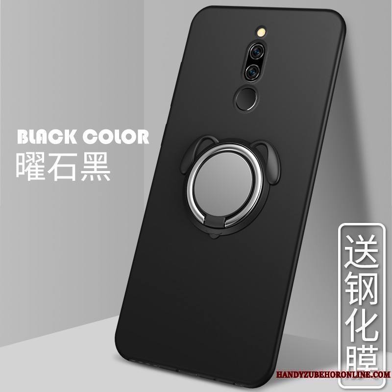 Redmi 8 Coque Bleu Support Anneau À Bord Tout Compris Délavé En Daim Silicone