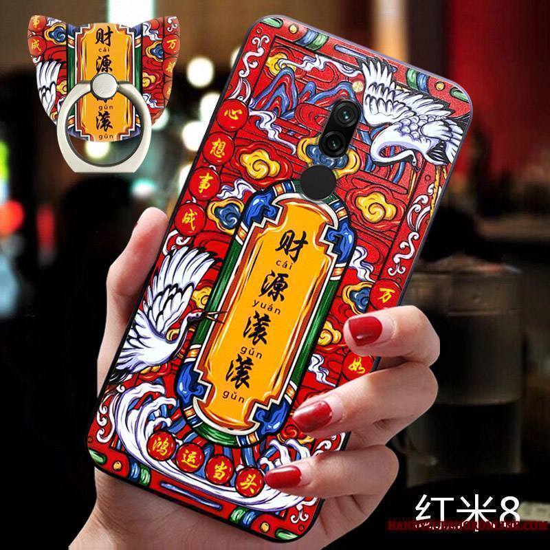 Redmi 8 Coque De Téléphone Net Rouge Marque De Tendance Nouveau Petit