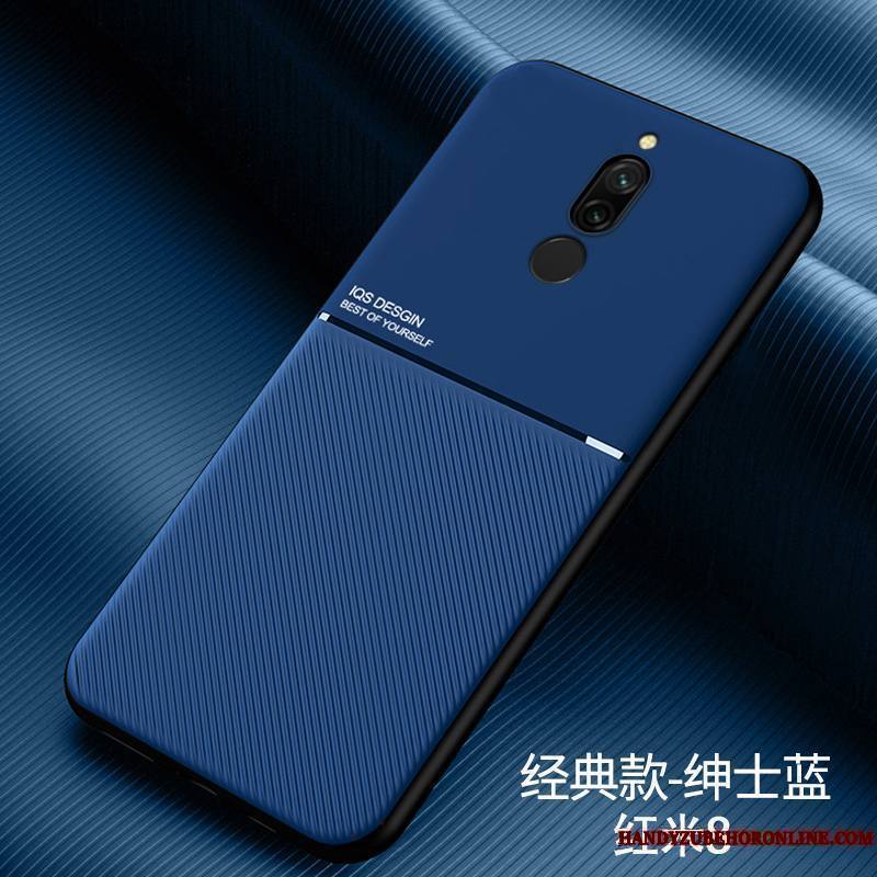 Redmi 8 Coque Petit Très Mince Bleu Mode Marque De Tendance Protection Rouge