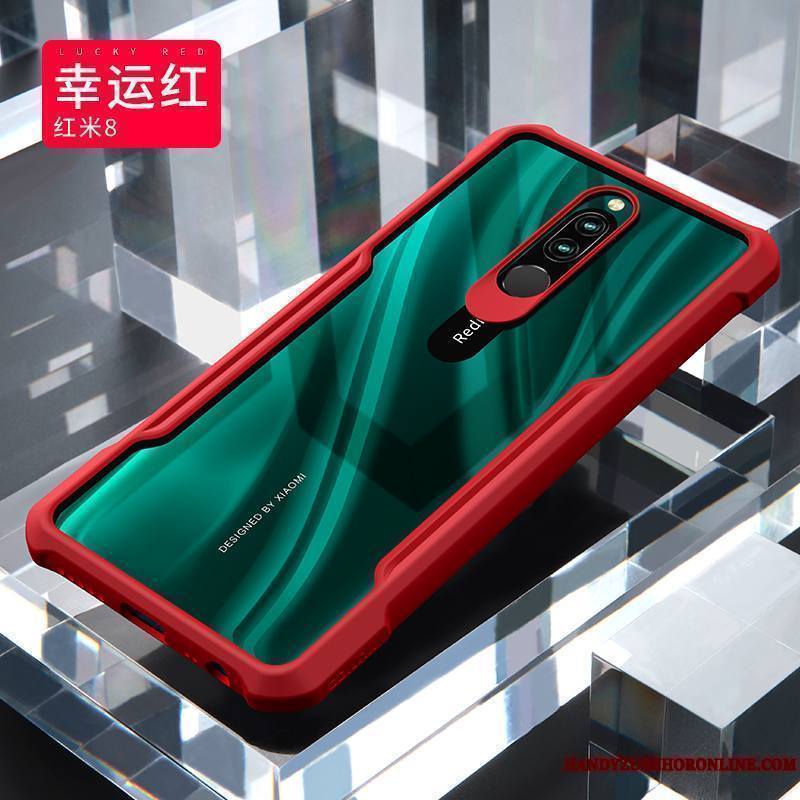 Redmi 8 Coque Rouge Protection Transparent Charmant Étui Silicone