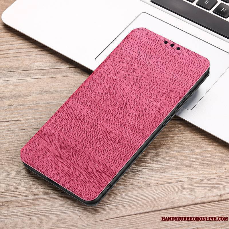 Redmi 8 Housse Bleu Coque Téléphone Portable Étui En Cuir Rouge