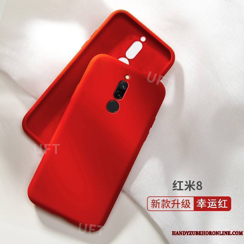 Redmi 8 Petit Incassable Coque Très Mince Rouge Protection Fluide Doux