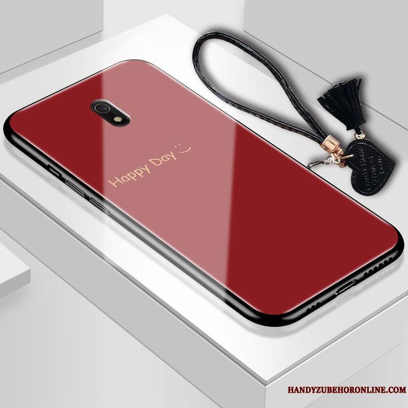 Redmi 8a Coque De Téléphone Couvercle Arrière Mode Verre Trempé Protection Noir Simple