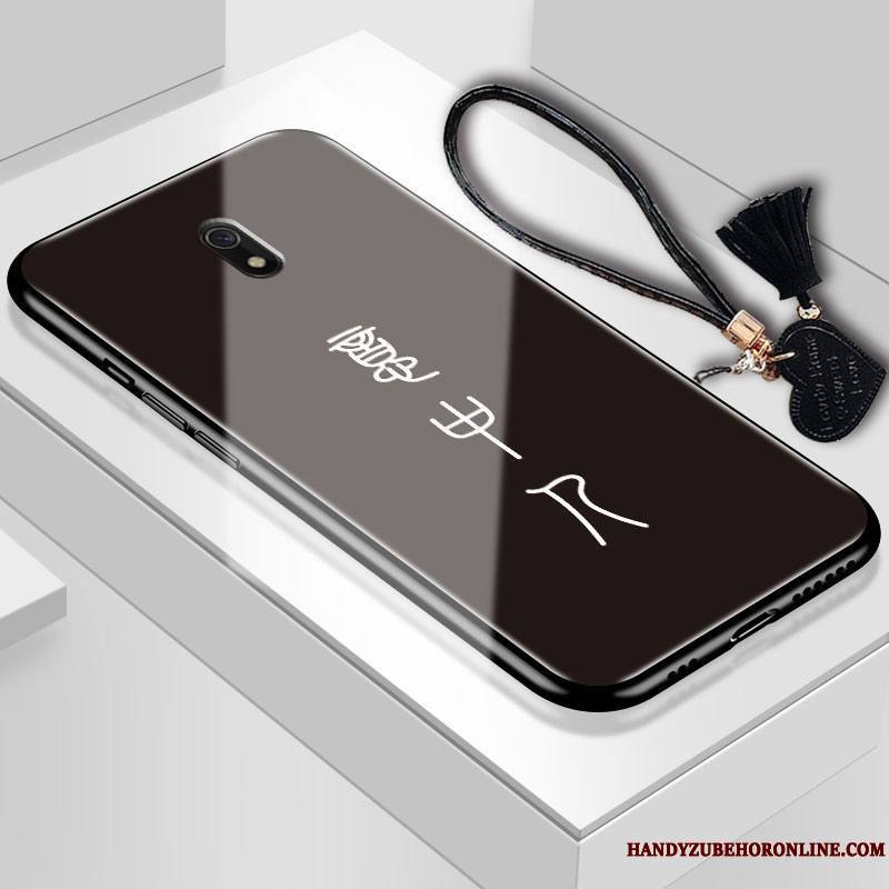 Redmi 8a Coque De Téléphone Couvercle Arrière Mode Verre Trempé Protection Noir Simple