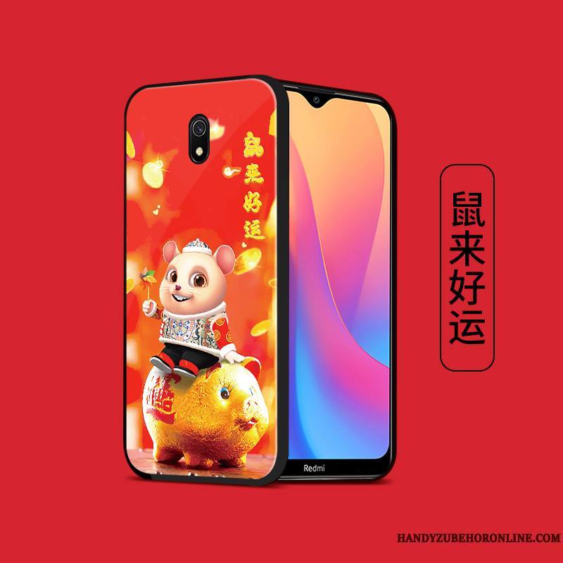 Redmi 8a Coque Silicone Étui Tout Compris Tempérer Petit Rat Ornements Suspendus