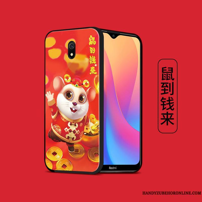 Redmi 8a Coque Silicone Étui Tout Compris Tempérer Petit Rat Ornements Suspendus