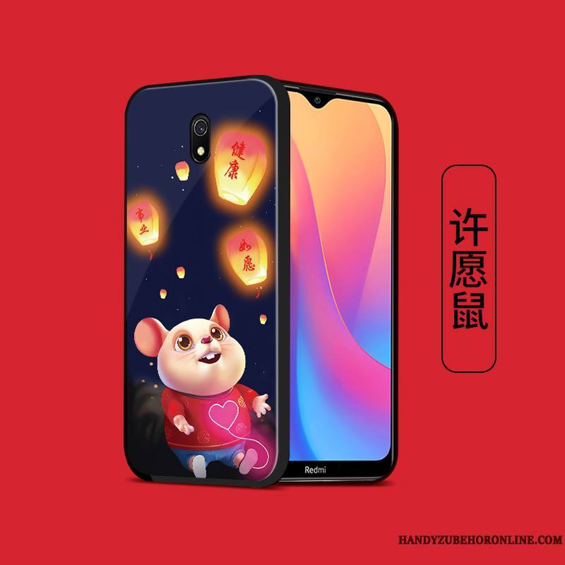 Redmi 8a Coque Silicone Étui Tout Compris Tempérer Petit Rat Ornements Suspendus