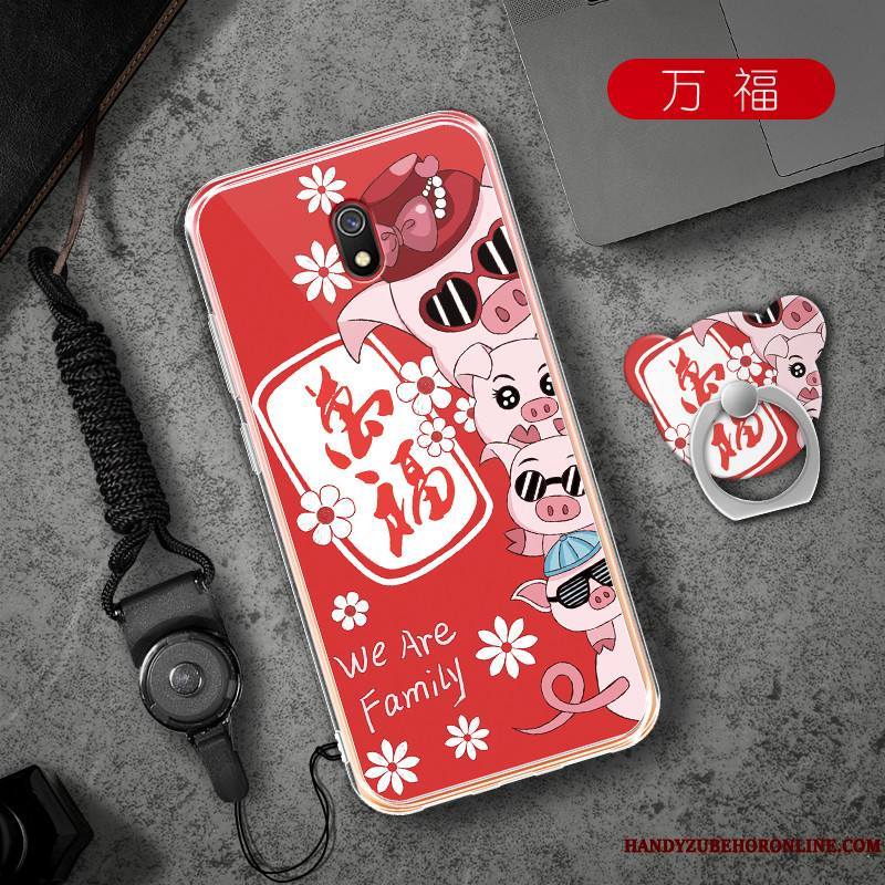 Redmi 8a Noir Coque De Téléphone Fluide Doux Incassable Support Rouge Tout Compris
