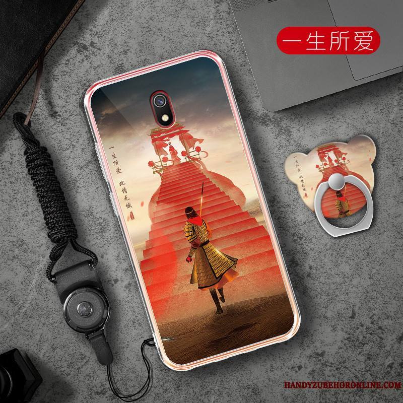 Redmi 8a Noir Coque De Téléphone Fluide Doux Incassable Support Rouge Tout Compris