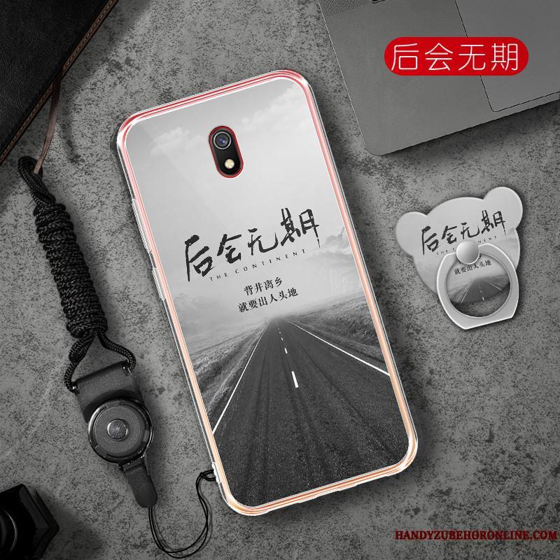 Redmi 8a Noir Coque De Téléphone Fluide Doux Incassable Support Rouge Tout Compris