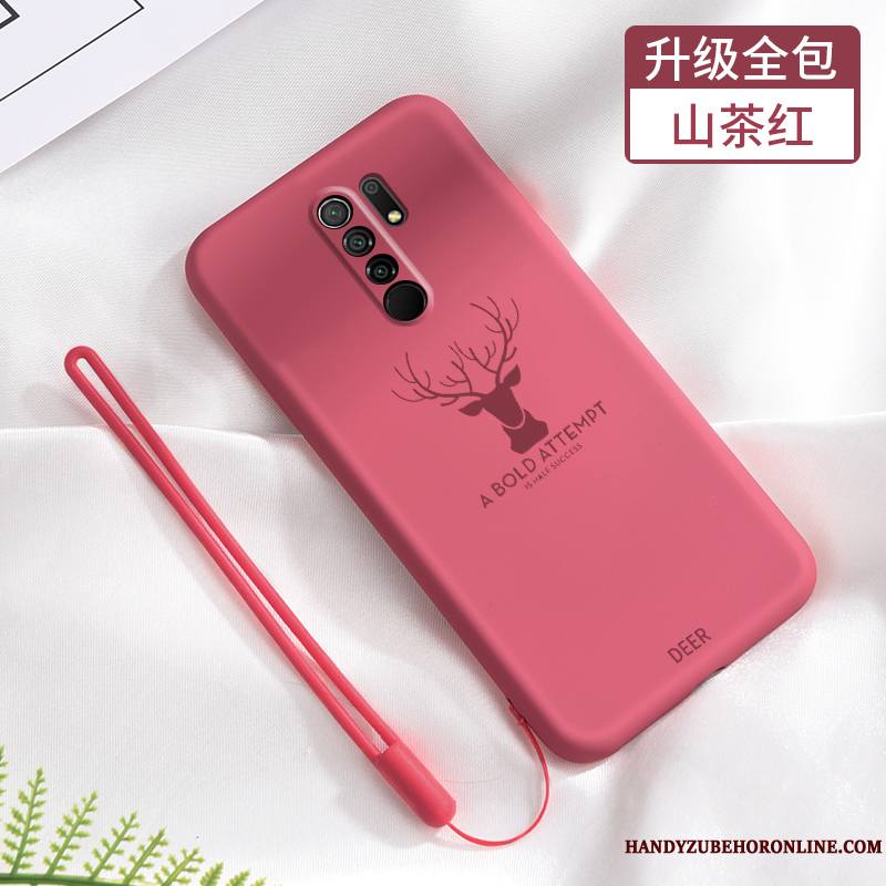 Redmi 9 Amoureux Gris Coque Protection Silicone Très Mince Net Rouge