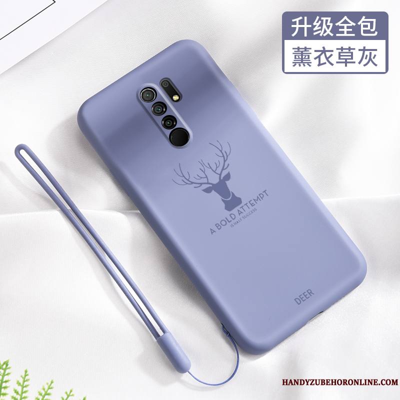 Redmi 9 Amoureux Gris Coque Protection Silicone Très Mince Net Rouge