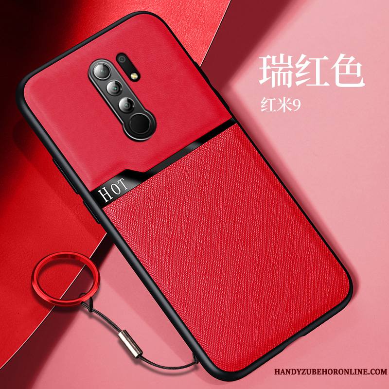 Redmi 9 Anneau Très Mince Incassable Tout Compris Tendance Orange Coque De Téléphone