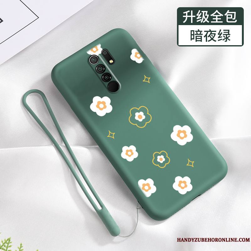 Redmi 9 Coque Délavé En Daim Tendance Incassable Fleurs Tout Compris Étui Petit