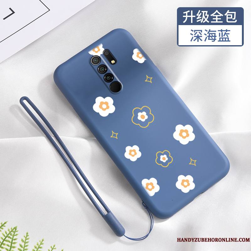 Redmi 9 Coque Délavé En Daim Tendance Incassable Fleurs Tout Compris Étui Petit