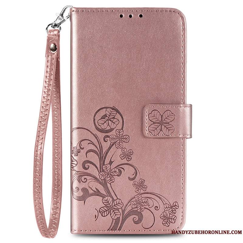 Redmi 9 Coque Housse Ornements Suspendus Rose Étui En Cuir Protection Tout Compris Rouge