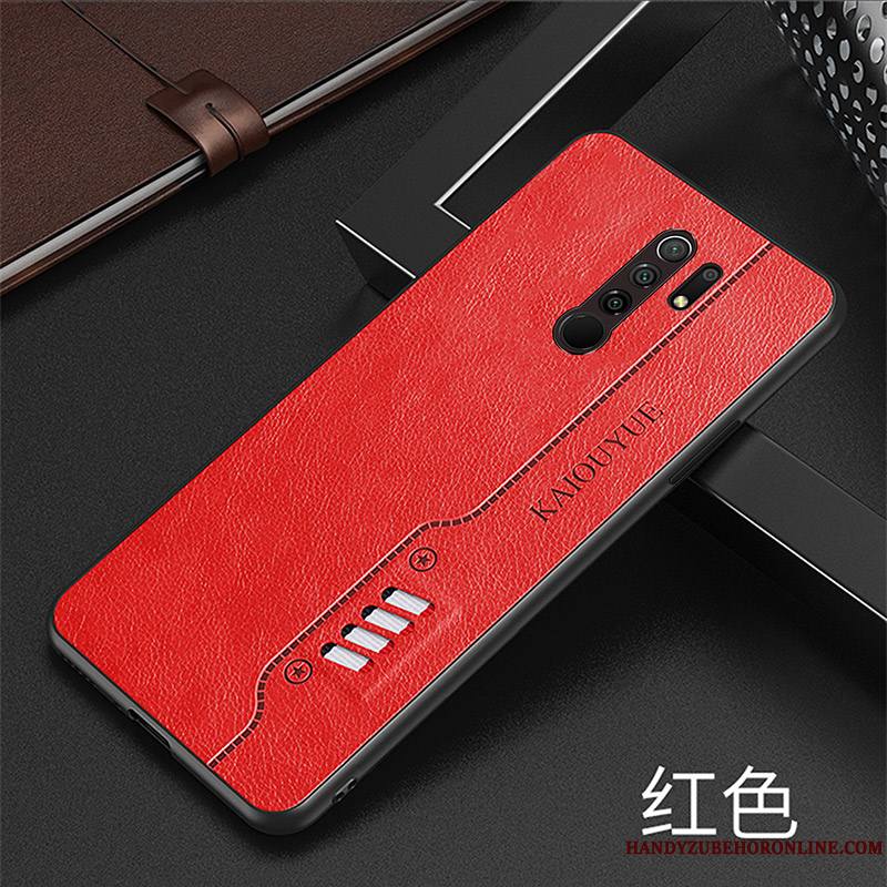 Redmi 9 Coque Très Mince Tout Compris Fluide Doux Protection Modèle Fleurie Personnalité Rouge