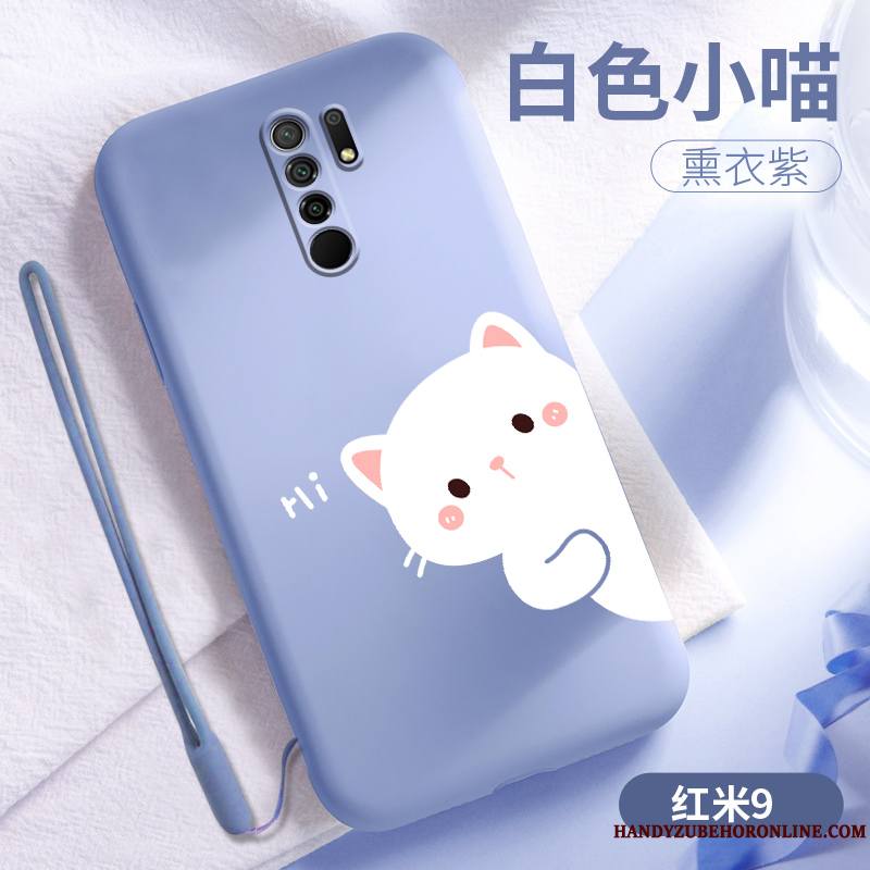 Redmi 9 Créatif Dessin Animé Coque Bleu Silicone Nouveau Personnalité