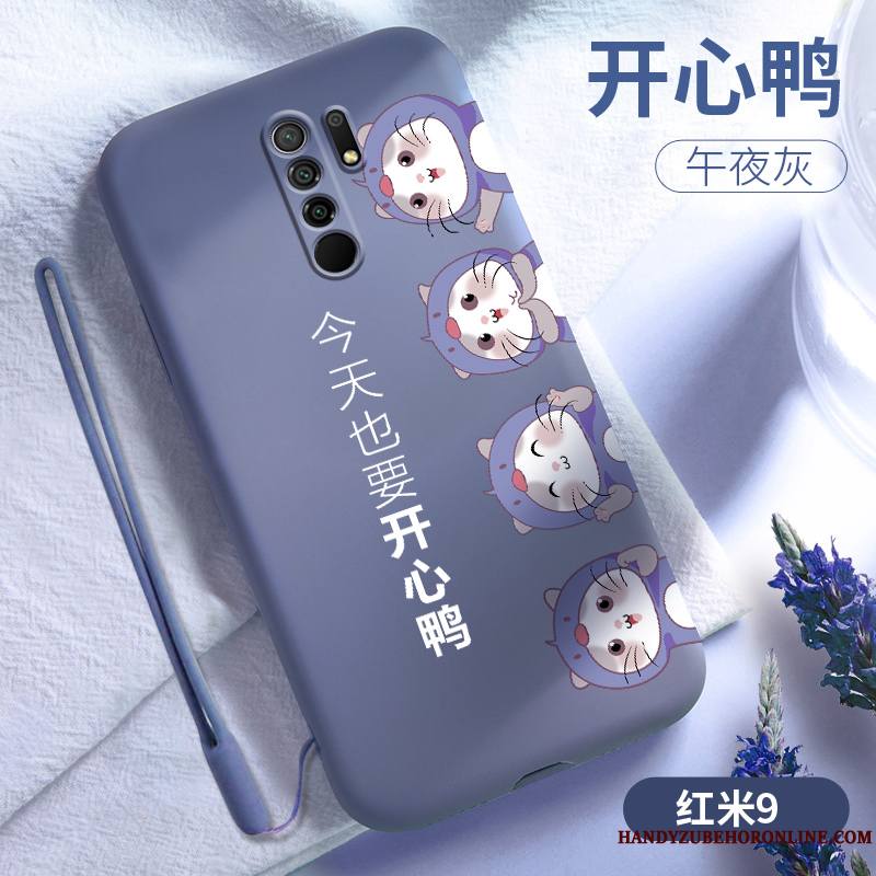 Redmi 9 Créatif Dessin Animé Coque Bleu Silicone Nouveau Personnalité